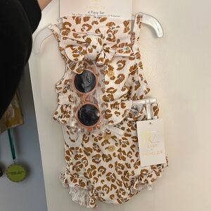 Rachel Zoe Baby Leopard Print Romper Set - Brown